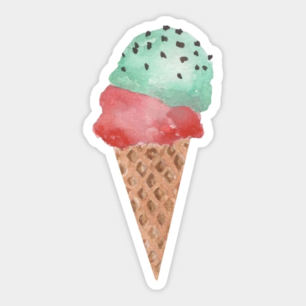 Mint strawberry ice cream cone Sticker by GinaaArts